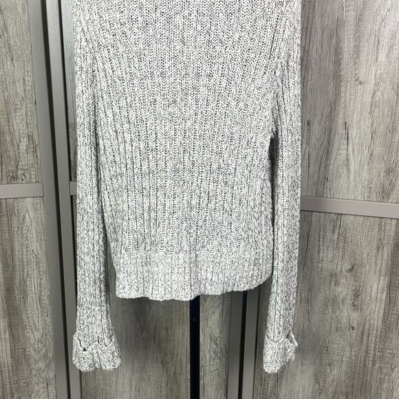 Free People Marled Ivory Twisted Cable Cropped Turtleneck Sweater women's L - Picture 8 of 12